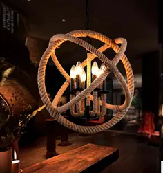 Американский кантри Ретро 53 см 6 головок подвесной светильник античный пеньковая веревка Глобус лампы Гостиная Обеденная Cafe lightdy-1287