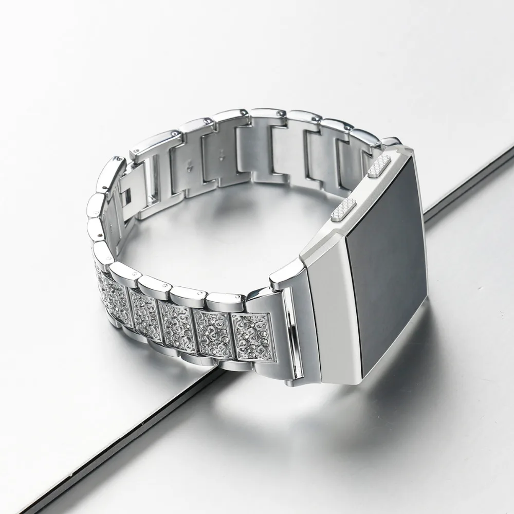 Metal Bands for Fitbit Ionic Replacement Band stainless steel with Rhinestone Bling Adjustable Bracelet  (13)