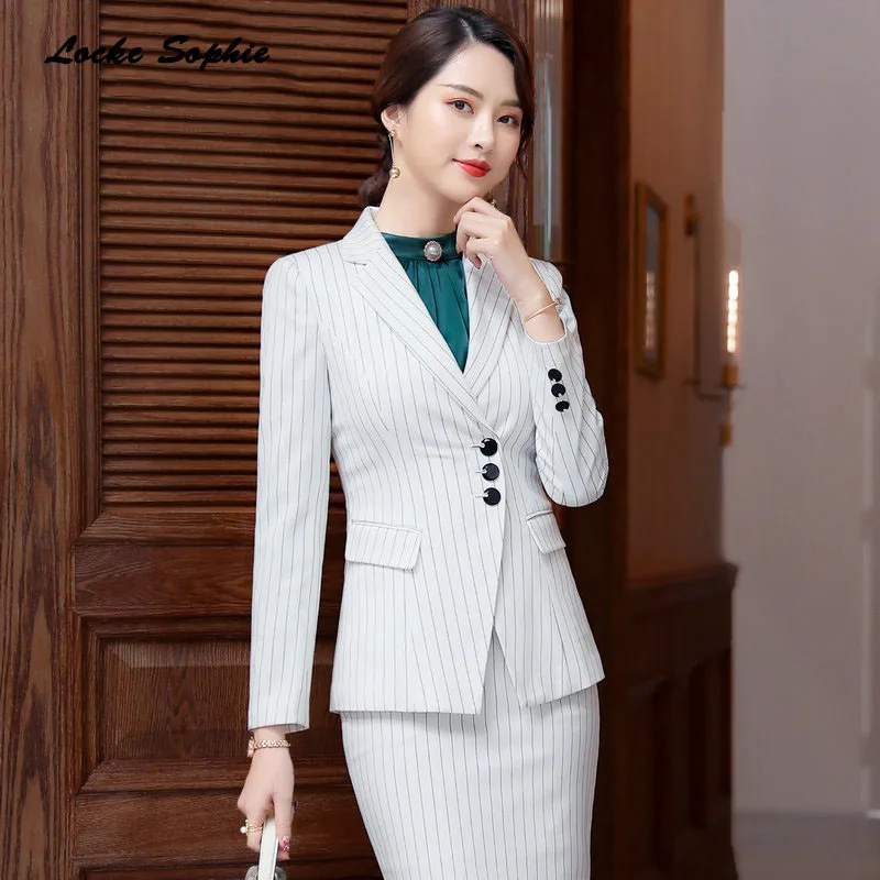 1pcs Women's Plus size Blazers coats 2019 Spring cotton Single breasted stripe Suits jackets ladies Skinny Blazers Suits coats