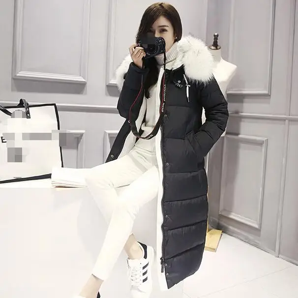Зимняя куртка, женские длинные парки выше колена, большой меховой воротник, зимнее пальто, женская куртка с капюшоном, стеганая куртка, большой размер DF591