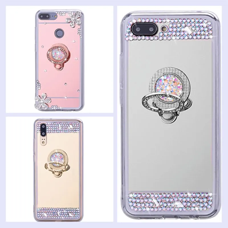 

Honor 7a Pro 8C 8X P Smart plus Ring Mirror Bling case for Huawei P30 P20 Y9 Y6 Y7 Prime 2018 2019 Mate 20 10 Lite Nova 3i 2s 2i