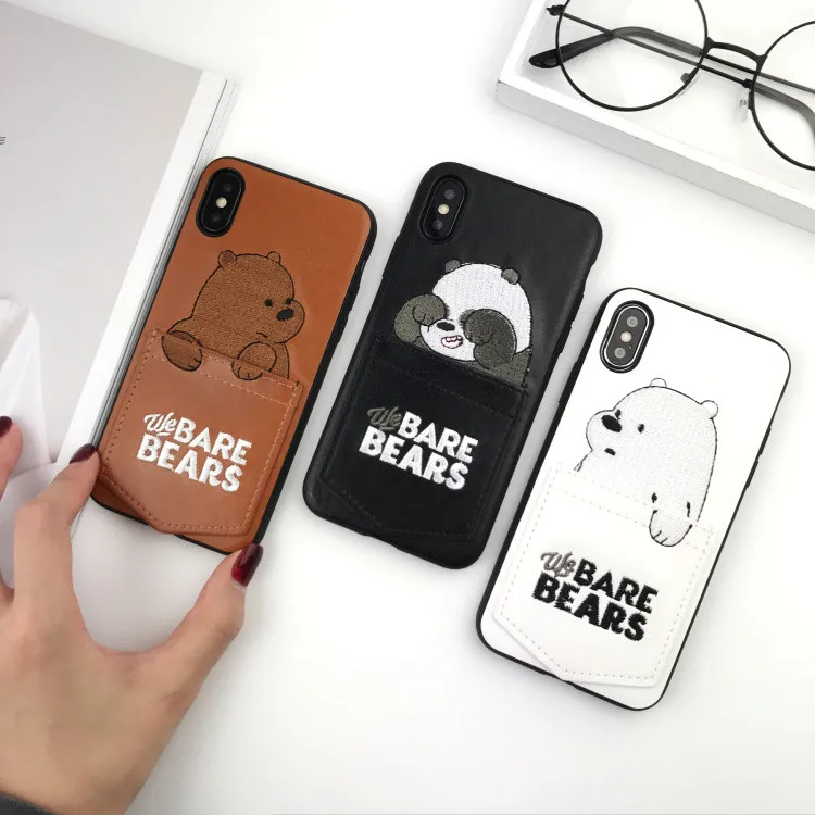 Роскошный чехол из искусственной кожи с мультяшным медведем для IPhone 7/6s/8 8plus x 6s plus