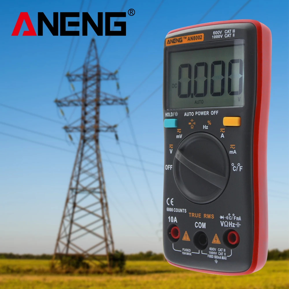 

AN8002 Digital Multimeter Backlight Temperature AC/DC Ammeter Voltmeter Ohm Portable Meter Capacitor Test Ammeter multitester