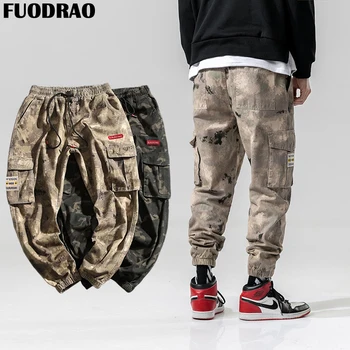 

FUODRAO New Cotton Camouflage Pants Cargo Pants Men Joggers Pants Hip hop Pocket Overalls Plus Size 5XL Pantalones Hombre K123