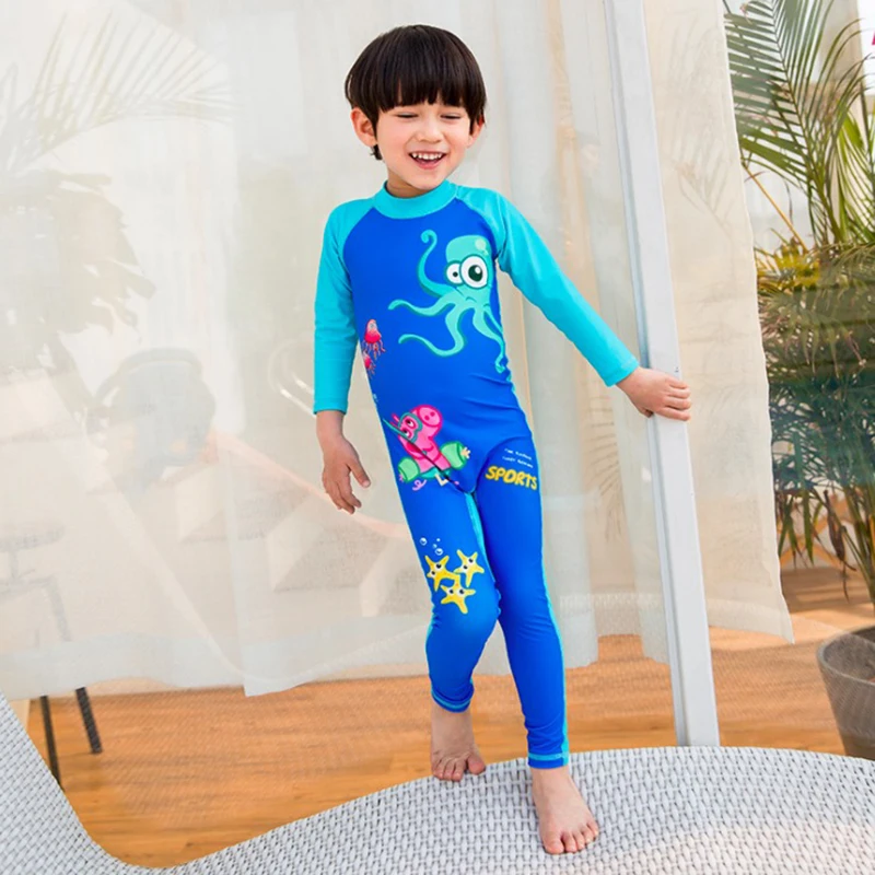 Children swimwear One Piece Suits girls swimsuits Long sleeved pink