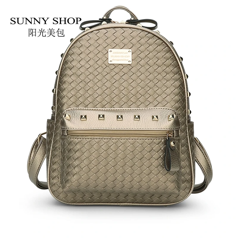 SUNNY SHOP Fashion feminina Leather Backpack Women Casual Travel School Bags for girls mochila mujer 2017