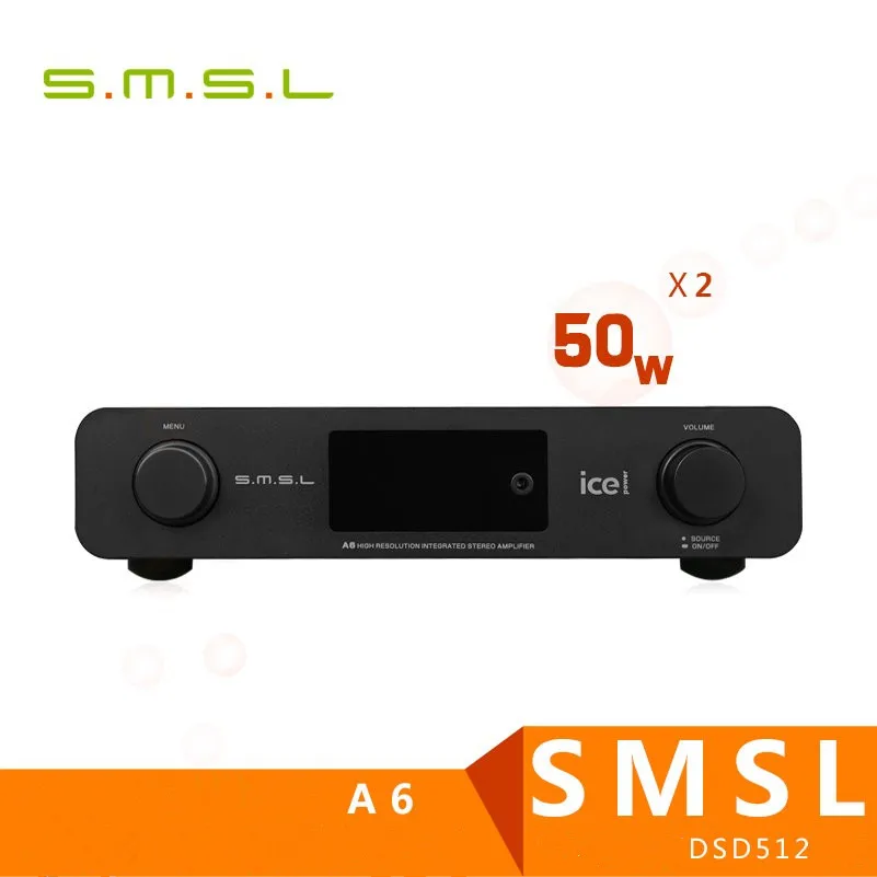 SMSL A6 AK4452 50Wx2 DSD512 цифровой декодер HIFI аудио усилитель мощности оптический/коаксиальный/XMOS/USB ЦАП 384 кГц/32 бит мощность Льда 50ASX2