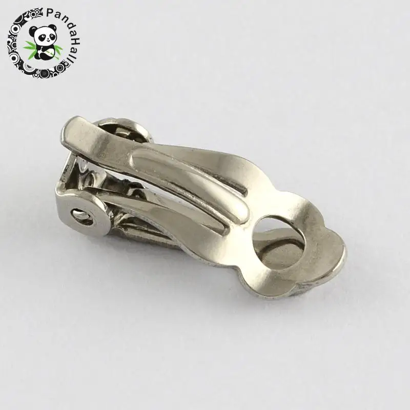 

304 Stainless Steel Clip-On Earrings Findings, Stainless Steel Color, 16x7x6mm