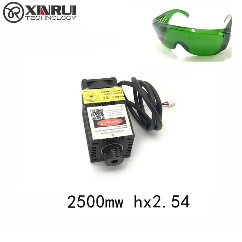 comprar 2.5 w alta potência 450NM focando laser azul módulo de gravação a laser e corte hx 2 p porta do módulo 2500 mw tubo do laser + googles