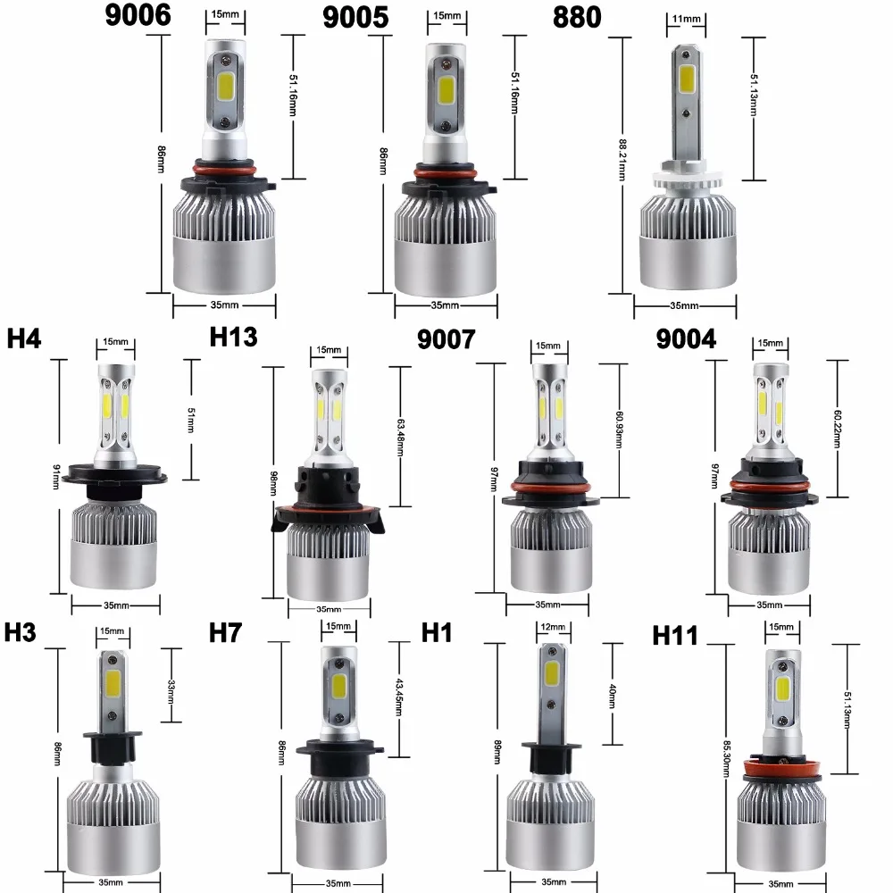 CARLITS H7 H4 светодиодный 72W фары для H8 H9 H1 H11 автомобилей головной светильник 9005 9003 HB2 HB3 авто лампы стильный автомобиль, Универсальный Автомобильный светодиодный светильник 12V 6500K