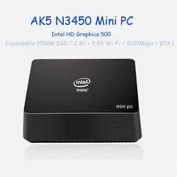 AK5 Мини ПК N3450 ТВ коробка мини ПК Intel HD графика 500 GPU 4 ГБ оперативная память 64 ГБ Встроенная 1000 Мбит/с LAN BT4.1 HDMI 5 г Wi Fi К к Media Player