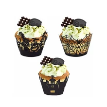 Хэллоуин вечерние Выдалбливают торт Бумага чашки паутина Дизайн уход торт украсить ужас ночи