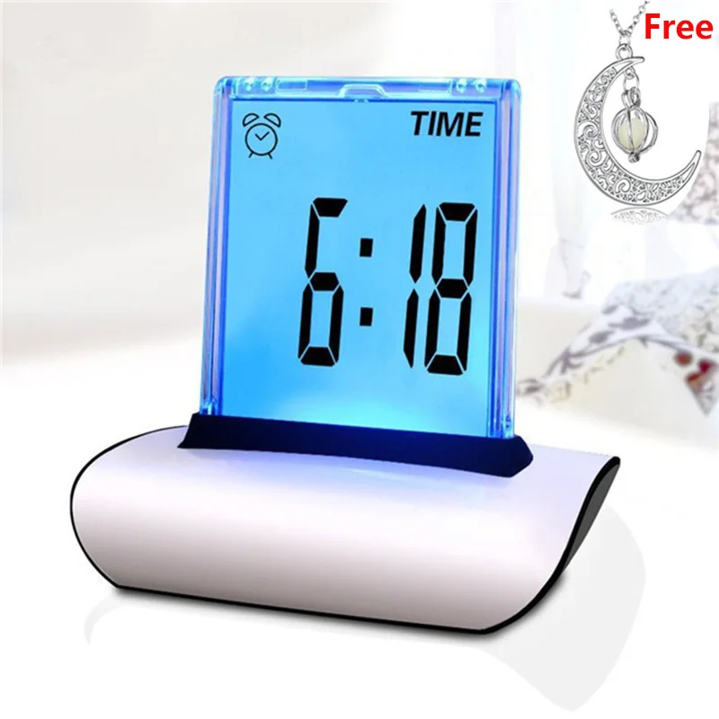 

Multi-Functional LCD Screen Alarm Clock Large Display Desk Clock Changing Digital Table Clocks with Thermometer Calendar