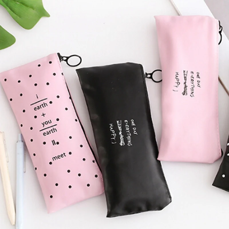 

Cute Pink Black Coin Key Cases Kawaii Black White Dot Pu Leather Girls Women Make Up Bag Gift Drop Shipping
