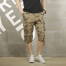 Летние повседневные мужские шорты Для мужчин s хлопковые брюки-карго шорты-бермуды Masculina мужские шорты Карго карго-шорты камуфляжные военные