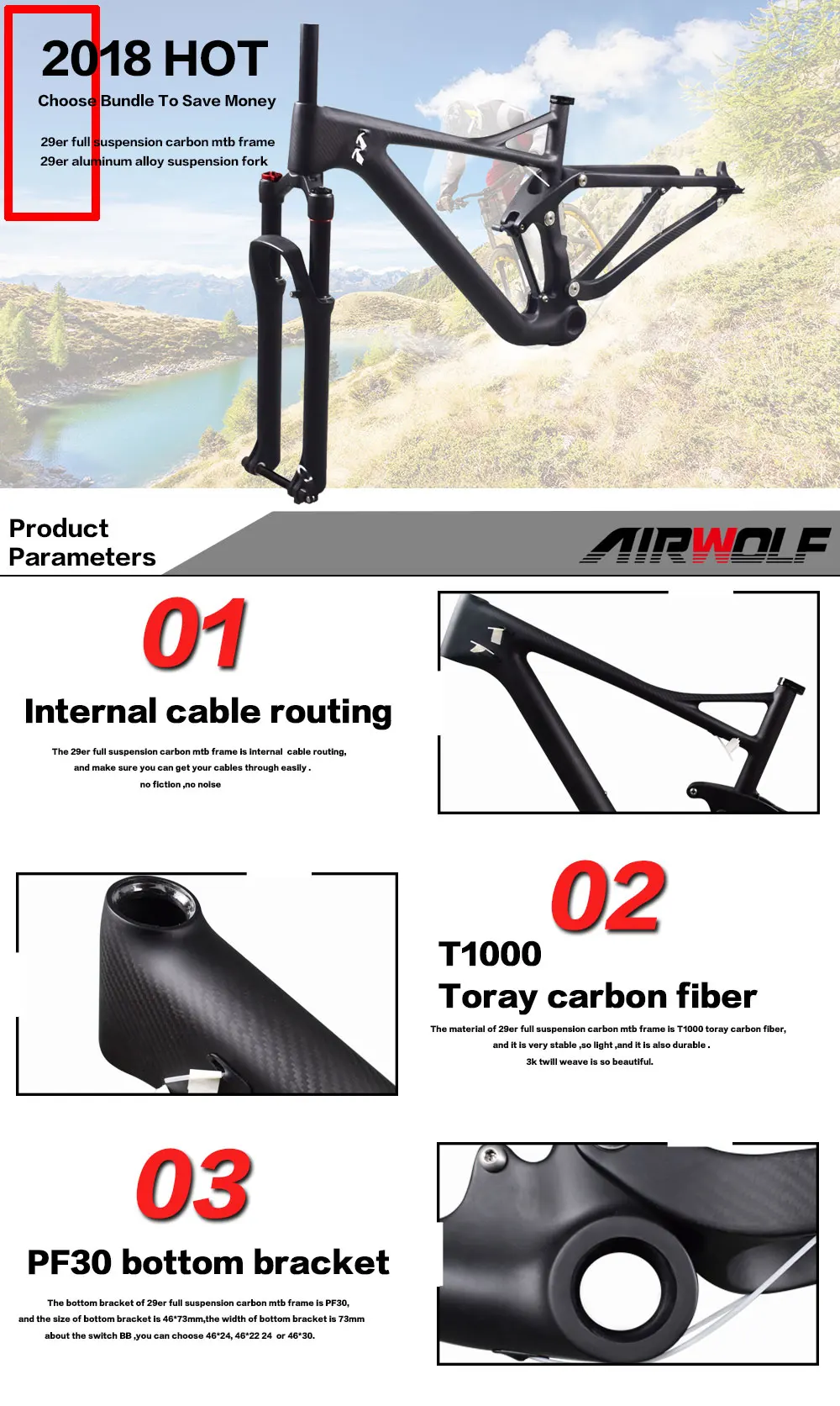 Best Airwolf Enduro Bike 29er Suspension Carbon MTB Frame with Tapered suspension mtb fork travel 130mm 29er MTB Frame 3 Best Airwolf Enduro Bike 29er Suspension Carbon MTB Frame with Tapered suspension mtb fork travel 130mm 29er MTB Frame 3