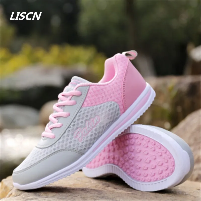 

2018 New Fashion Women Breathable Mesh Air cushion Shoes Zapatillas Tenis Feminino Casual Shoes Wilking Flats Lace Up sneaker
