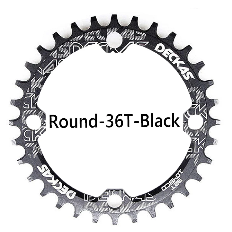 Deckas круглая узкая широкая цепь MTB горный велосипед 104BCD 32T 34T 36T Запчасти для зубной пластины - Цвет: Round-36T-Black