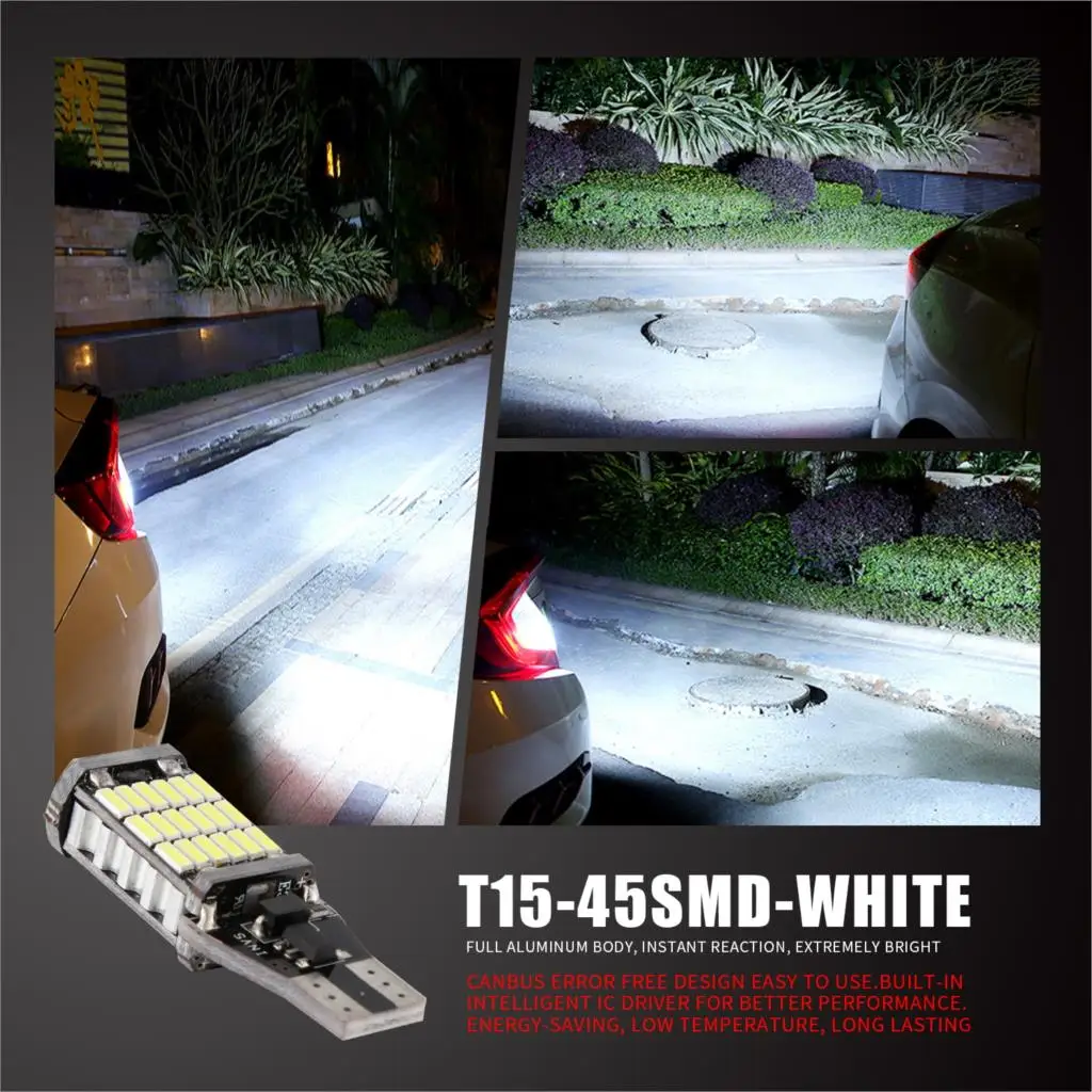 

EagleVision 1 pc T15 45smd LED work light Car Tail Bulb Brake Lights 12V Auto Reverse Lamp White Daytime Running Signal Light