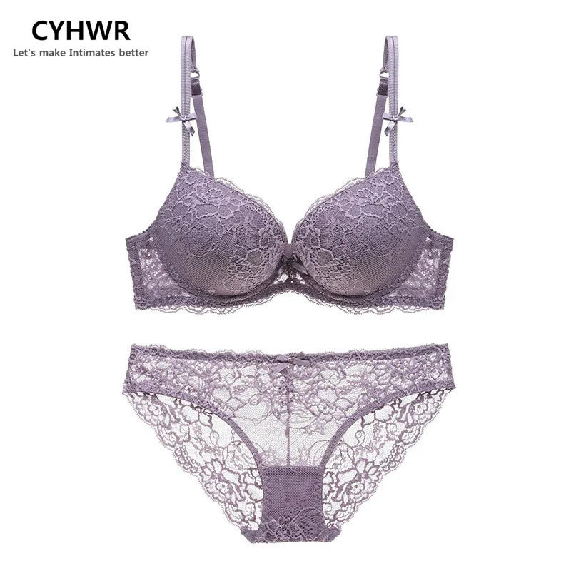 CYHWR Sexy Lace Bra Set Push up Womens Underwear Set Padded Bra Plunge Luxury Lingerie Embroidery Floral Intimates Brassieres CYHWR Sexy Lace Bra Set Push up Womens Underwear Set Padded Bra Plunge Luxury Lingerie Embroidery Floral Intimates Brassieres