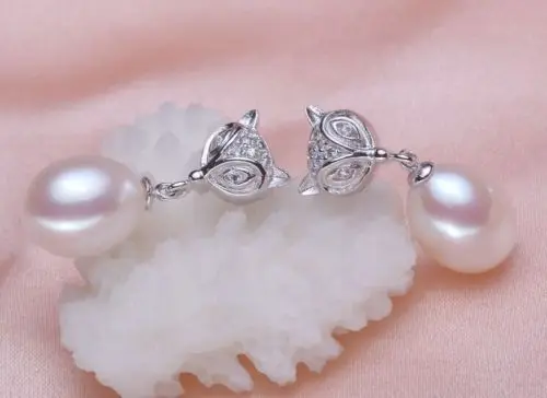 

AAA 9-10 mm drop natural Australian white Freshwater pearl pearl earrings