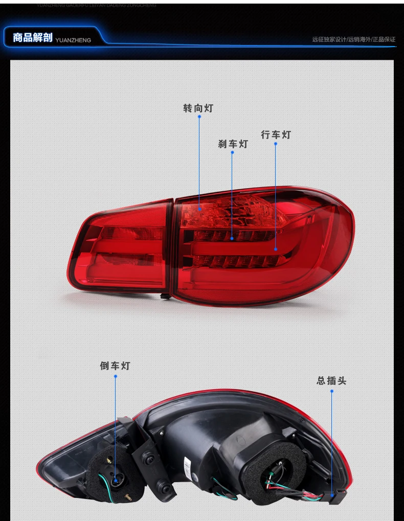 Автомобильный стильный задний светильник, аксессуары для VW Tiguan, светодиодный задний светильник s 2010-2013 Tiguan, задний фонарь, DRL+ тормоз+ Парк+ светодиодный сигнал