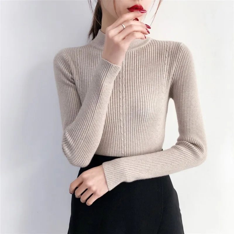 

Women's Basic Sweaters Turtleneck Sweater Female Autumn Winter Base Sweaters Thick Garment Long Sleeve Slim Sweaters