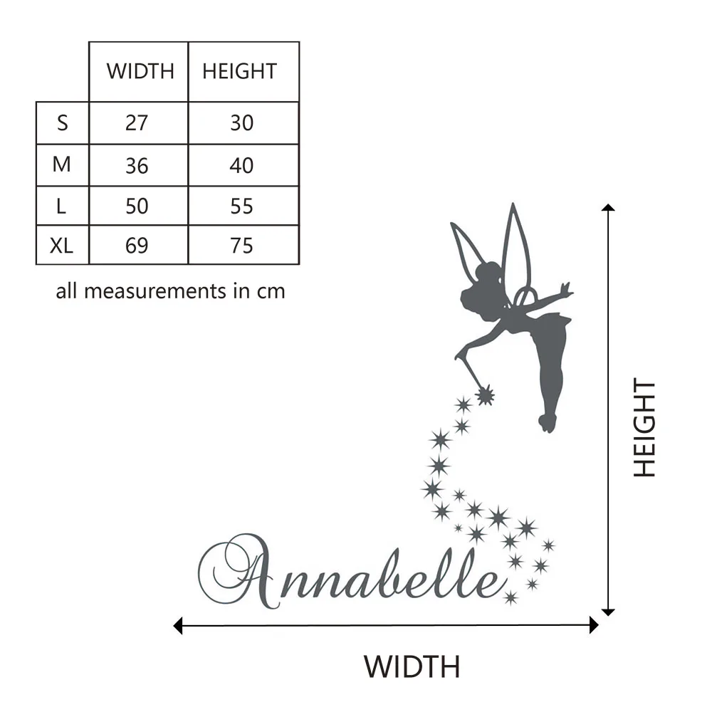 الجنية و شخصية اسم ملصقات جدار الجنية فتاة صور مطبوعة للحوائط طفل الحضانة ديكور مخصص الفينيل جدار الفن للأطفال 743C