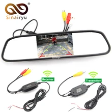 Sinairyu 4.3 Pulgadas de Coches Espejo Retrovisor + 2.4 Ghz Transmisor de Video Inalámbrico y el Receptor Kit de Cámara de Visión Trasera