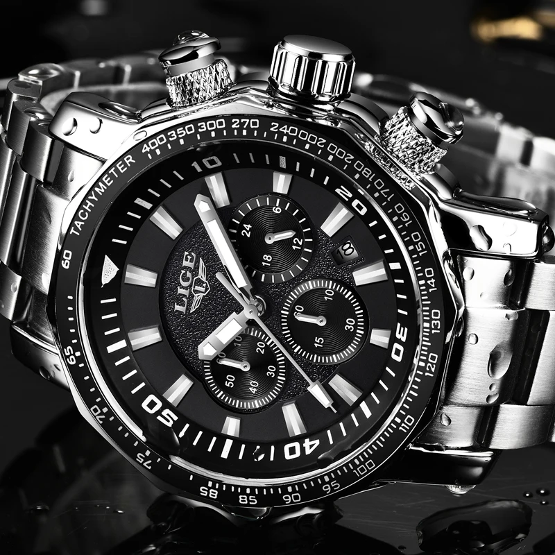 Men Watch LIGE Top Brand Luxury Fashion Quartz Clock Men's Business Waterproof Big Dial Military Sport Watches Relogio Masculino