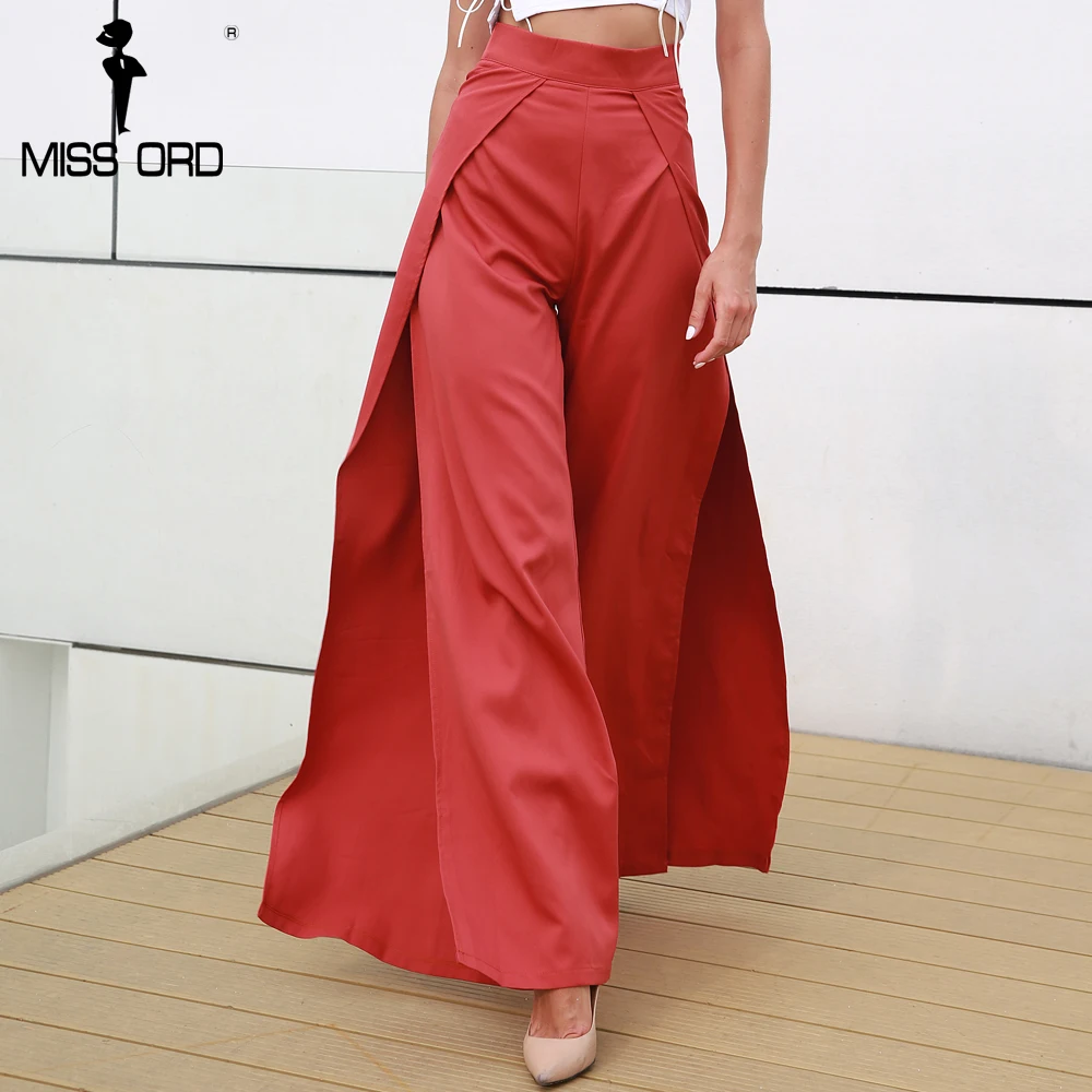 Missord, сексуальные женские повседневные брюки с двумя разрезами, с высокой талией, одноцветные, Индивидуальные брюки, FT8359