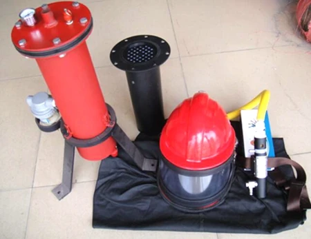

whole set sand blasting helmet with air hose,air breathing filter,temperature regulator