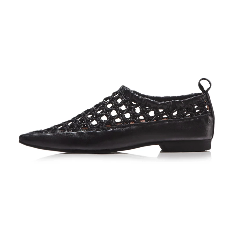 Negro Piel blanco Venta 43 Plus De Genuino Moda Nueva Zapatos Tamaño Cerdo Cuero Planos Caliente Puntiagudos Marca Lapolaka Vaca Mujer xPHUqx