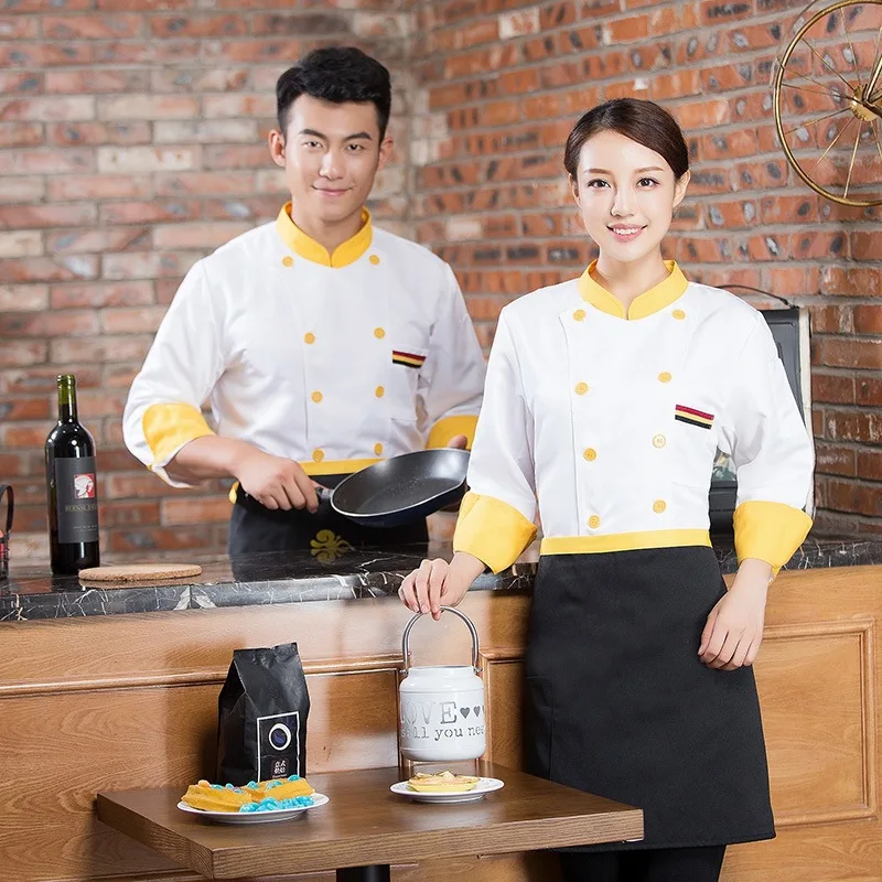 Осенне-зимняя одежда с длинными рукавами для шеф-повара Houchu hotel's restaurant cafeteria chef uniforms для мужчин и женщин