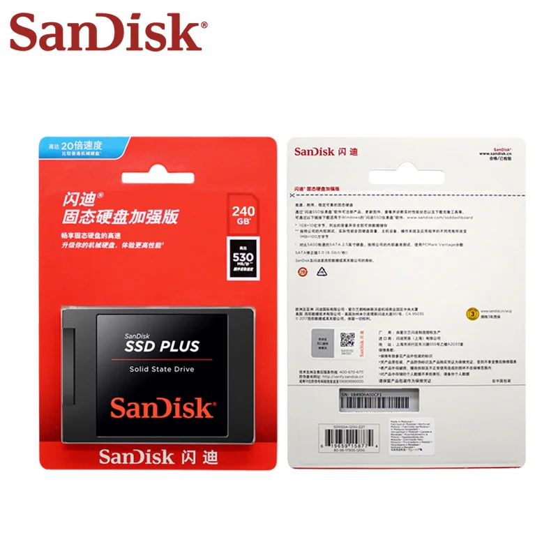 Твердотельный накопитель sandisk SSD PLUS, 120 ГБ, 240 ГБ, 480 ГБ, 520 м/с, Внутренний твердотельный диск, жесткий диск SATA3 2,5 для ноутбуков, настольных ПК