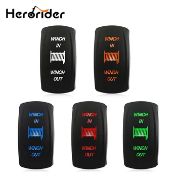 

12V 24V Winch In Winch Out Rocker Switch (ON) -OFF- (ON) 7 Pin Laser Led Blue Red Green Momentary Rocker Toggle Switch