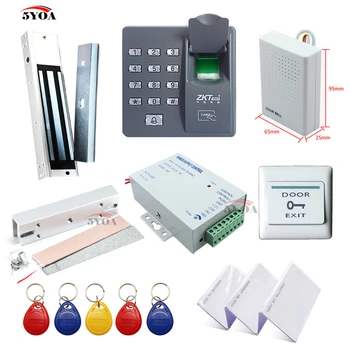 

Fingerprint RFID Access Control System Kit Frame Glass Door Set+Electric Magnetic Lock+Card Keytab+Power Supply+Button+DoorBell