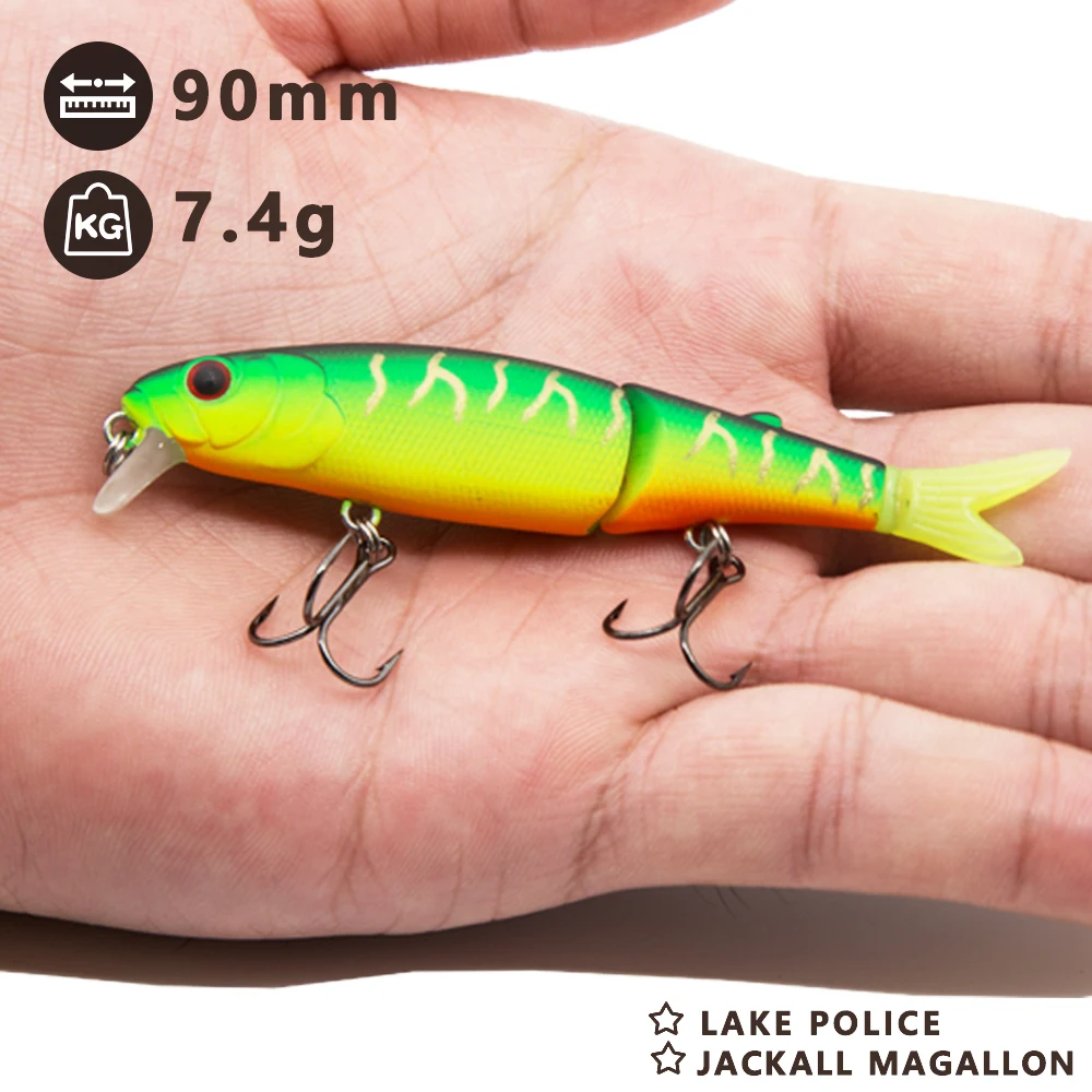 

Hunthouse jackal pike lure 11.3cm&9cm jointed bait soft tail minnow lure VMC diving swimbaits slow sinking bait fishing leurre