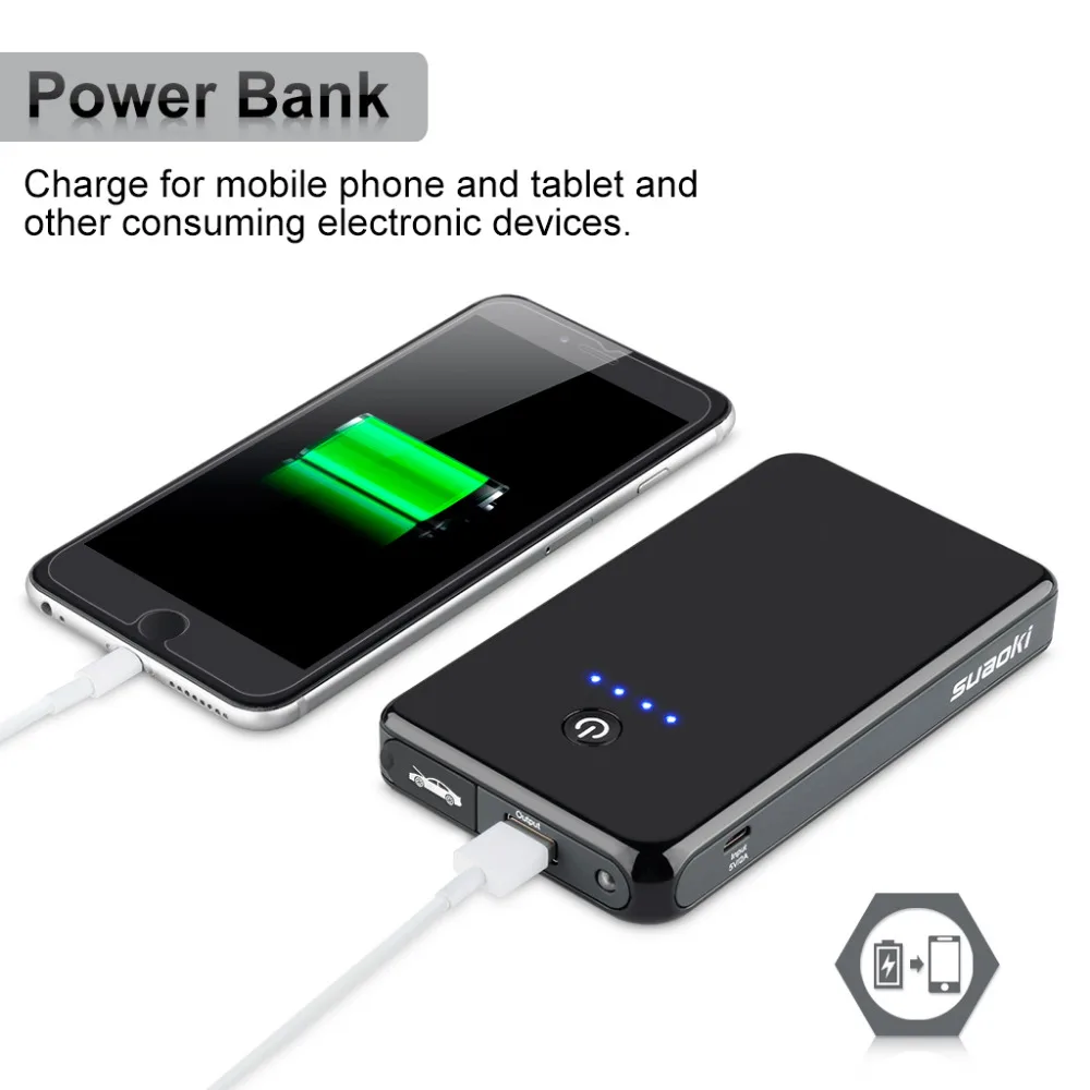 Suaoki K12 8000 мАч аварийная батарея Авто стартер скачка портативная Power Bank Booster 12v