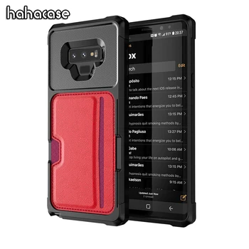 

100pcs Car Magnet PU Leather Protection Back Cover For Smasung Note 9 S9 Plus Case Shoockproof With Credit Card Slot Holder Case