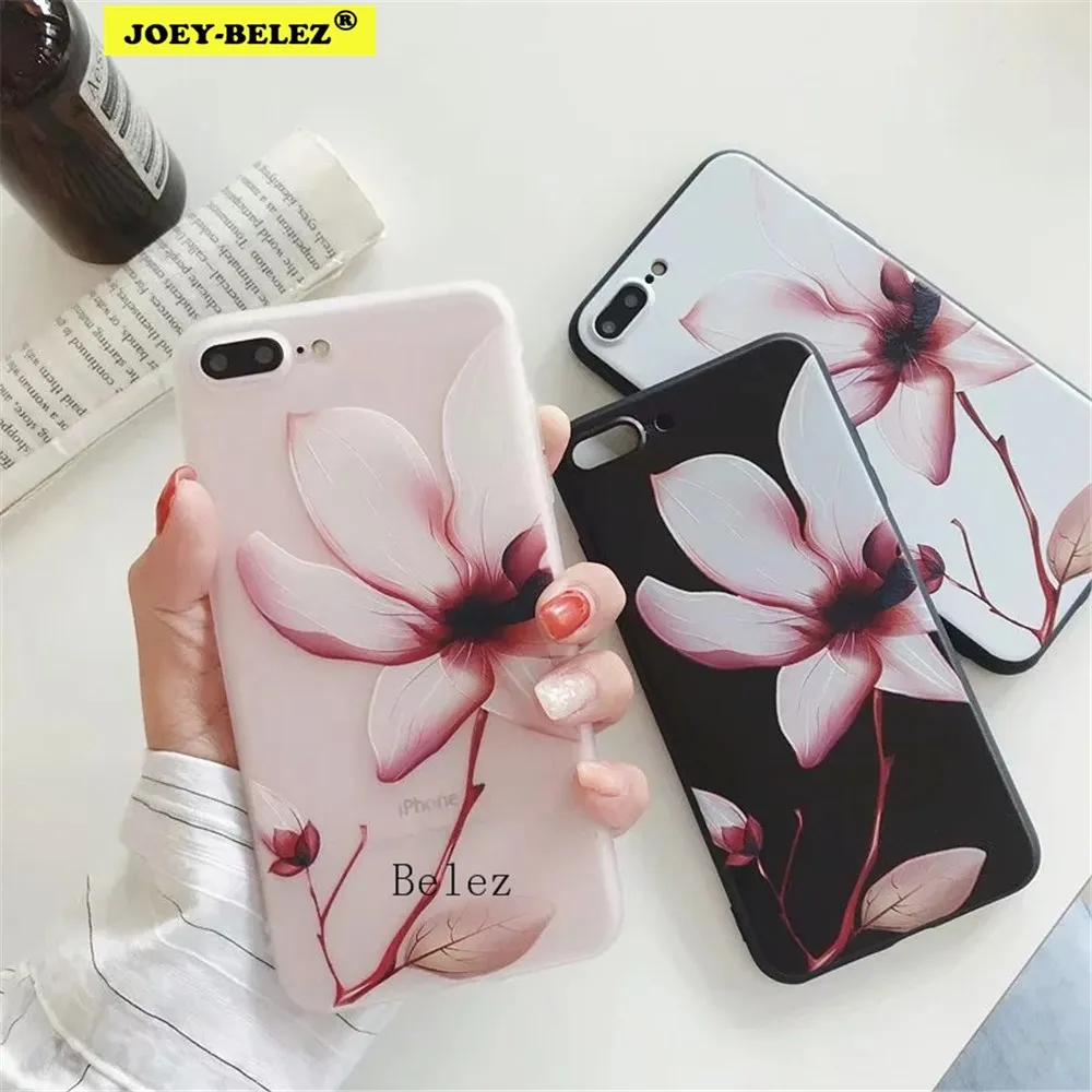 

3D Relief Rose Floral Case For iPhone 8 Plus XS Max XR Lotus Flower Phone Case For iPhone X 7 6 6S Plus 5SE TPU Cover Case Coque