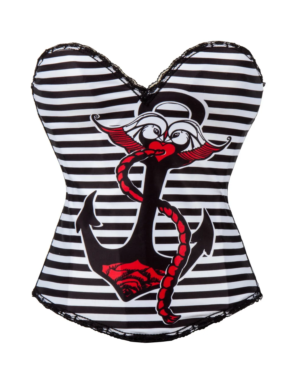 Lady Sexy Halloween Costume Overbust Corset Pin Up Sailor Corset for