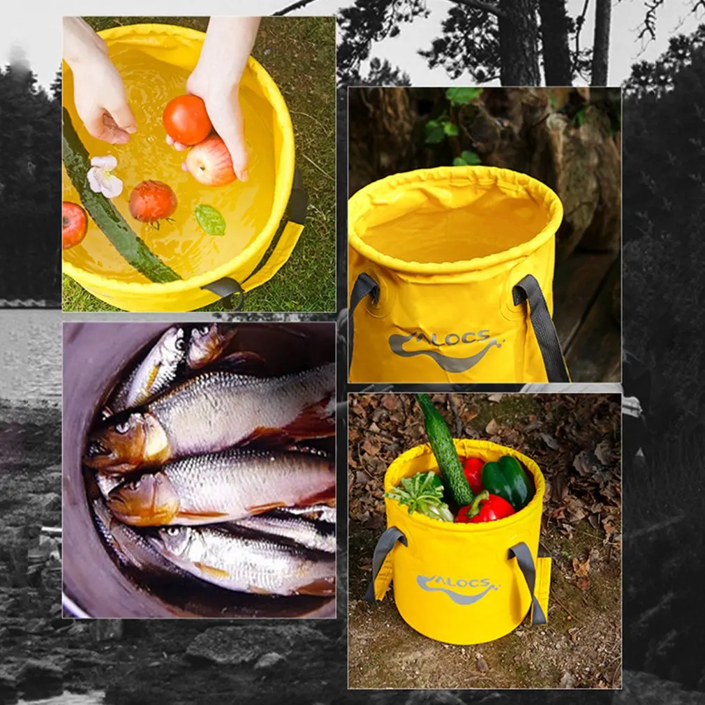 Alocs 11L plegable al aire libre cubo de agua portátil soporte plegable de pesca barril de almacenamiento de alimentos Camping senderismo bolso nuevo
