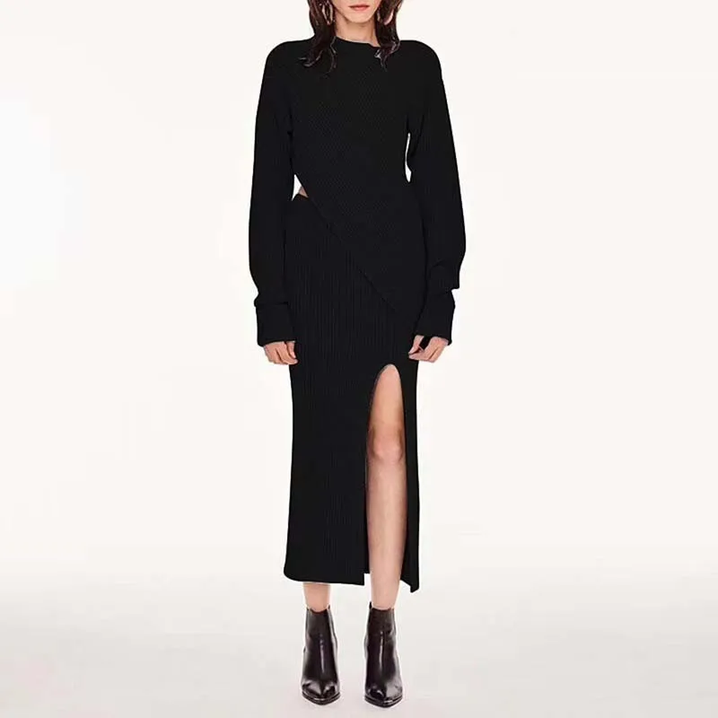 TWOTWINSTYLE вязаный комплект из двух предметов юбка Женский ассиметричный свитер