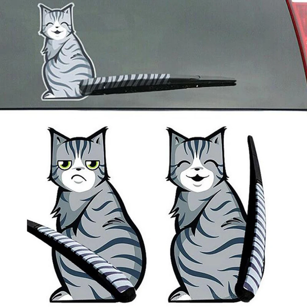 

1PC Cartoon Cat Car Rear Windshield Tail Stickers Reflective Stickers Window Wiper Decals Rear Windshield Sticker Car Styling