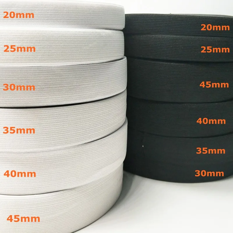 HL 350 로트 화이트 블랙 나일론 최고 탄성 밴드, 의류 바지, 바느질 액세서리 DIY, 30mm