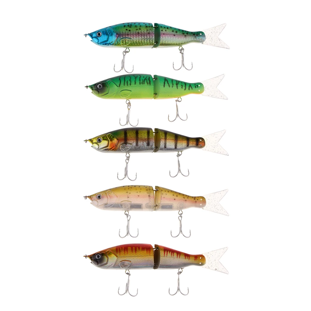 Artificial Bait Fishing 2-Section Multi Jointed Fishing Lures Swimbait with 2 Treble Hooks Minnow Crankbait Artficial Soft Bait