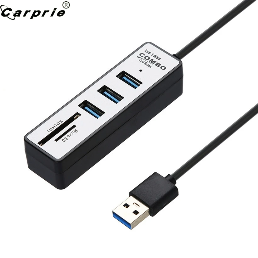 CARPRIE быстрая скорость 2 в 1 OTG USB3.0 концентратор сплиттер комбо 3 порта и SD/TF кард-ридер черный белый концентраторы для портативных ПК 81205