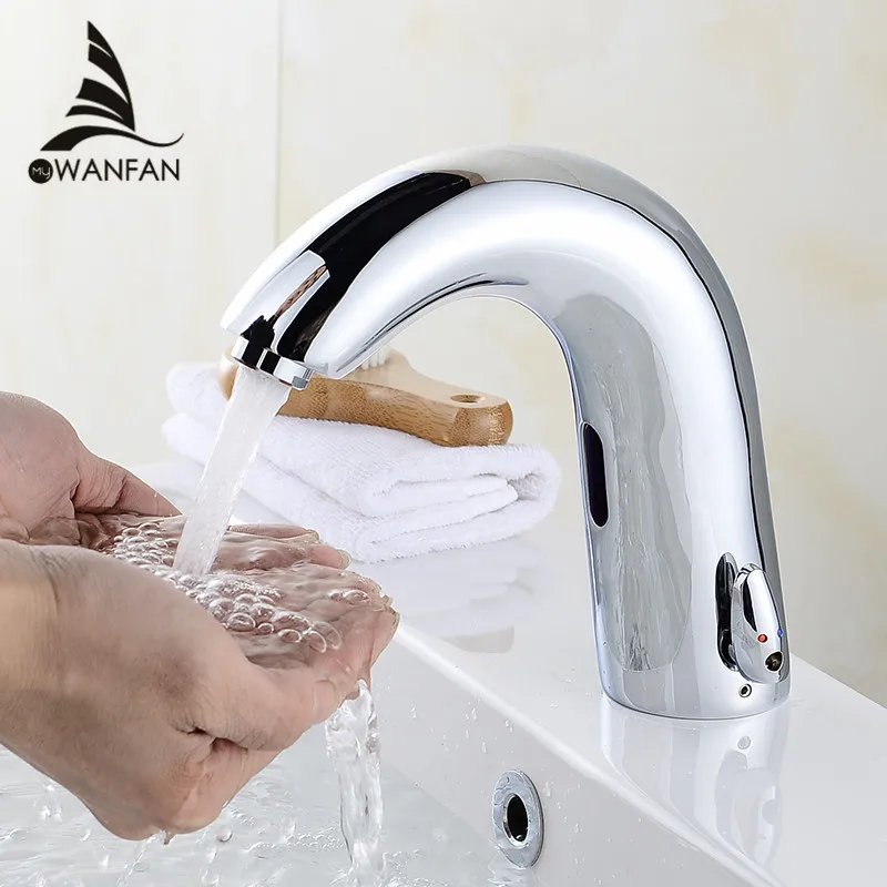 Basin Faucets Sensor Automatic infrared Bathroom Sink Faucet Touchless Inductive Electric Deck Toilet Wash Mixer Water Tap 8906