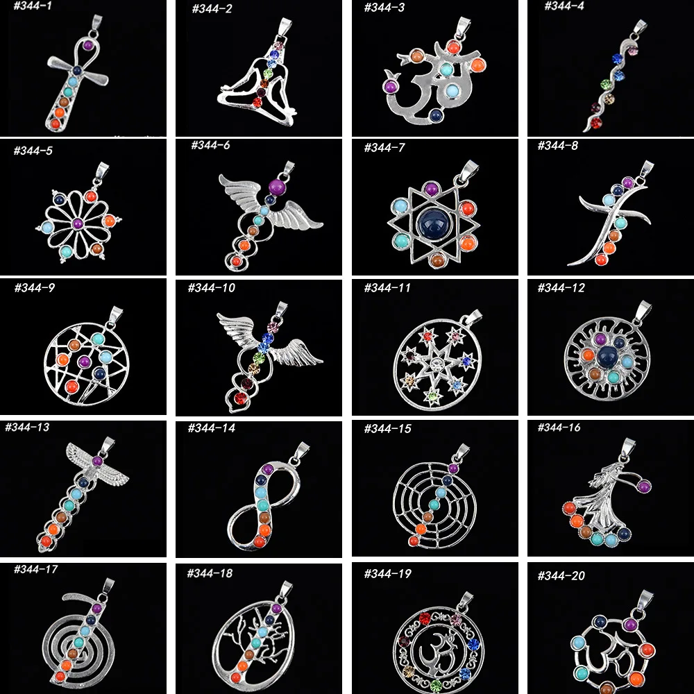 Натуральный кристалл семь чакр религиозная подвеска смешанный дизайн 120 шт/партия dy dhl